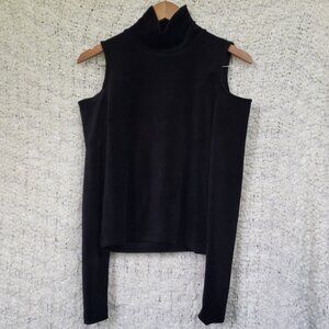 Zara velvet black cold shoulder long sleeve faux turtle neck small fairycore